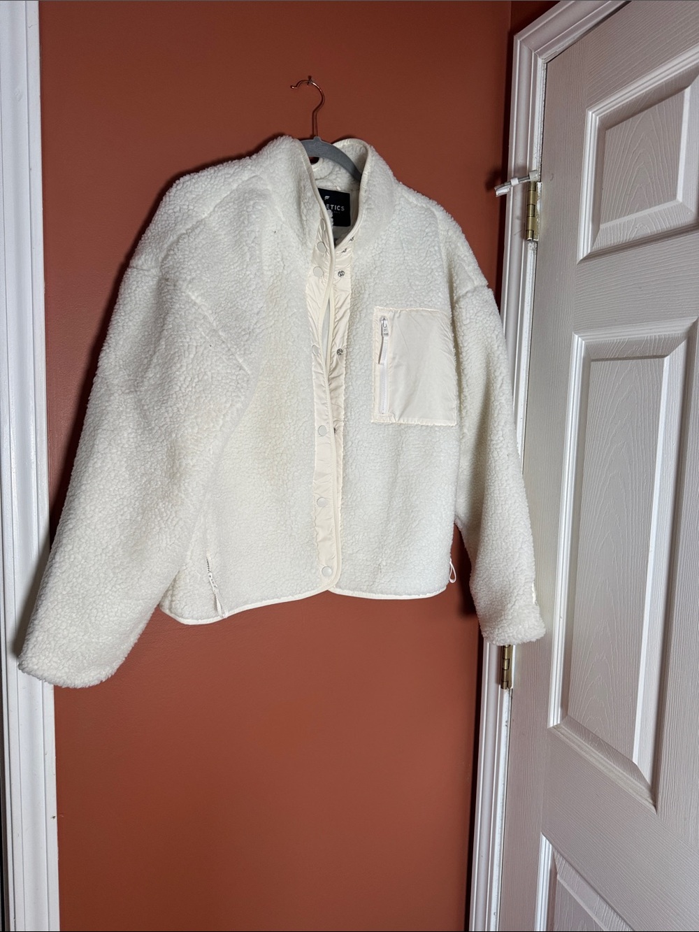 Fabletics Cream Sherpa Snap-Front Jacket